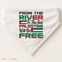 From The River To The Sea Palestine Will Be Free USA-Made Doggie Bandana thumb 0