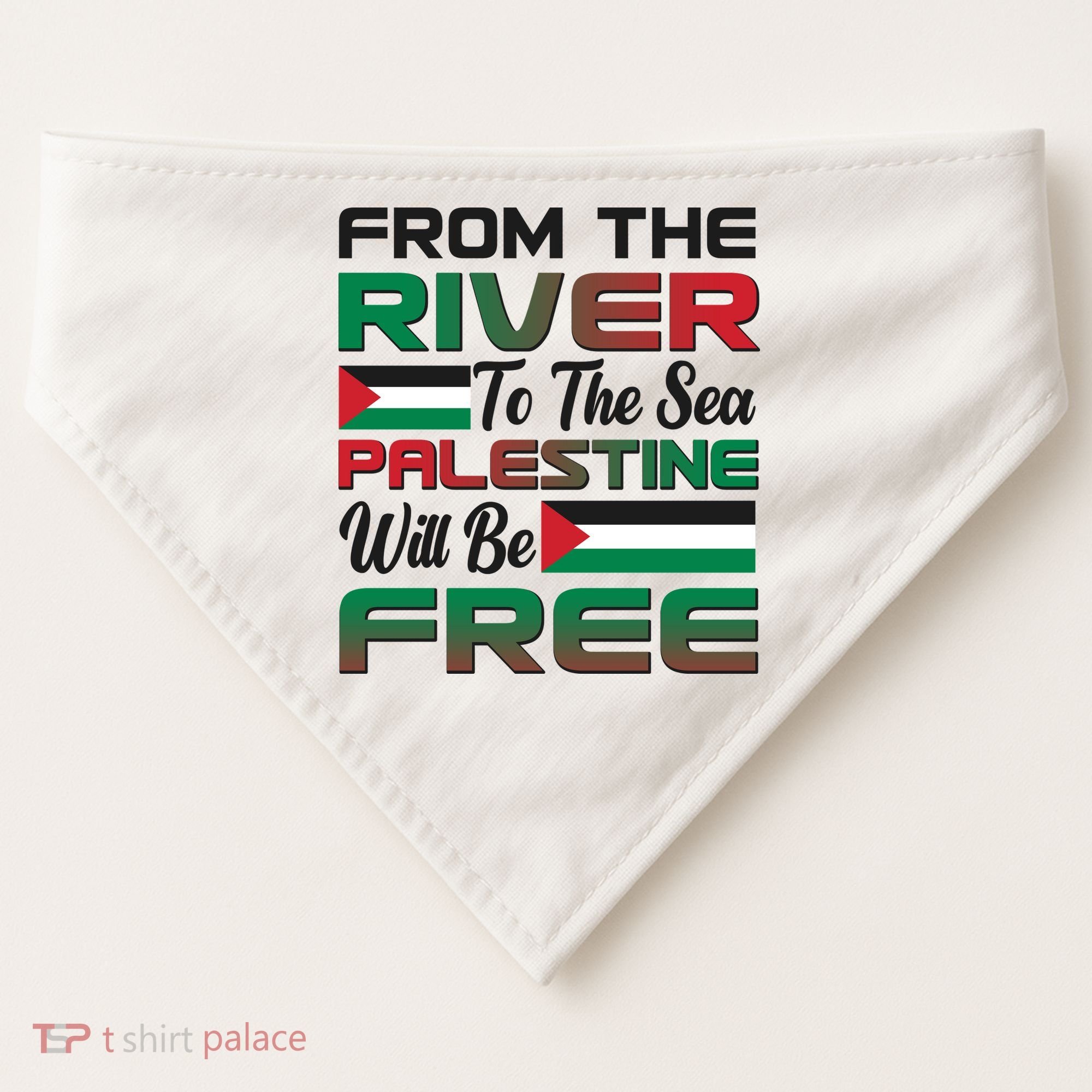 From The River To The Sea Palestine Will Be Free USA-Made Doggie Bandana