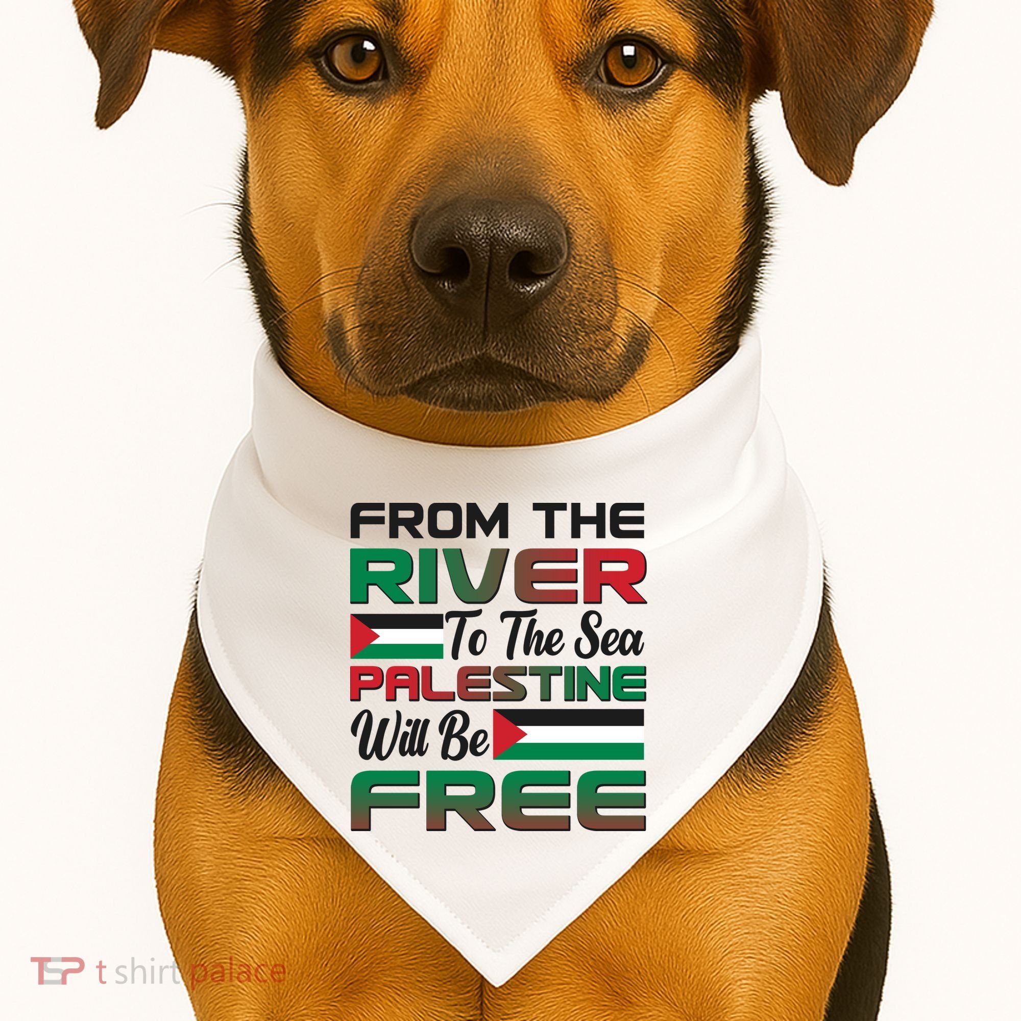 From The River To The Sea Palestine Will Be Free USA-Made Doggie Bandana