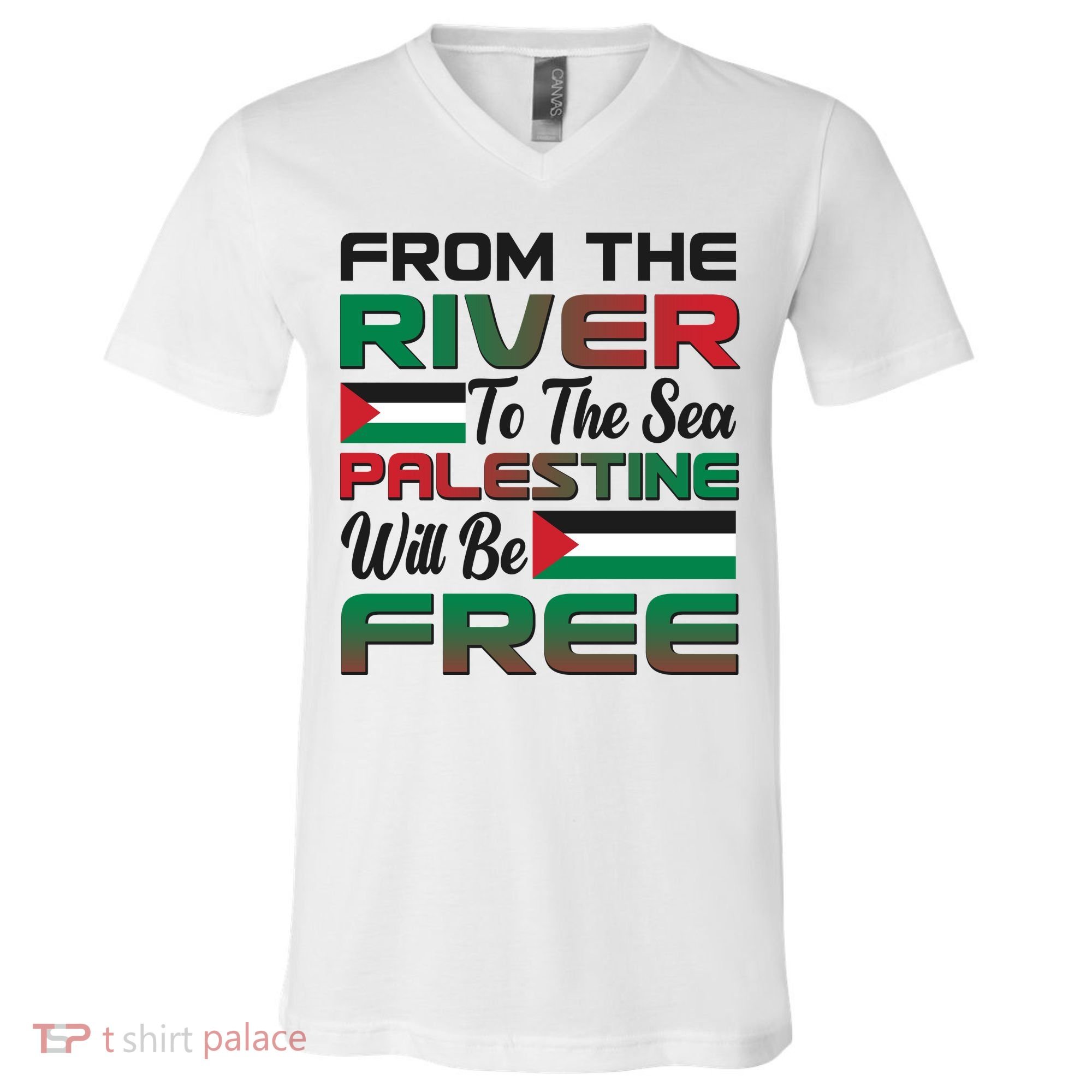 From The River To The Sea Palestine Will Be Free V-Neck T-Shirt