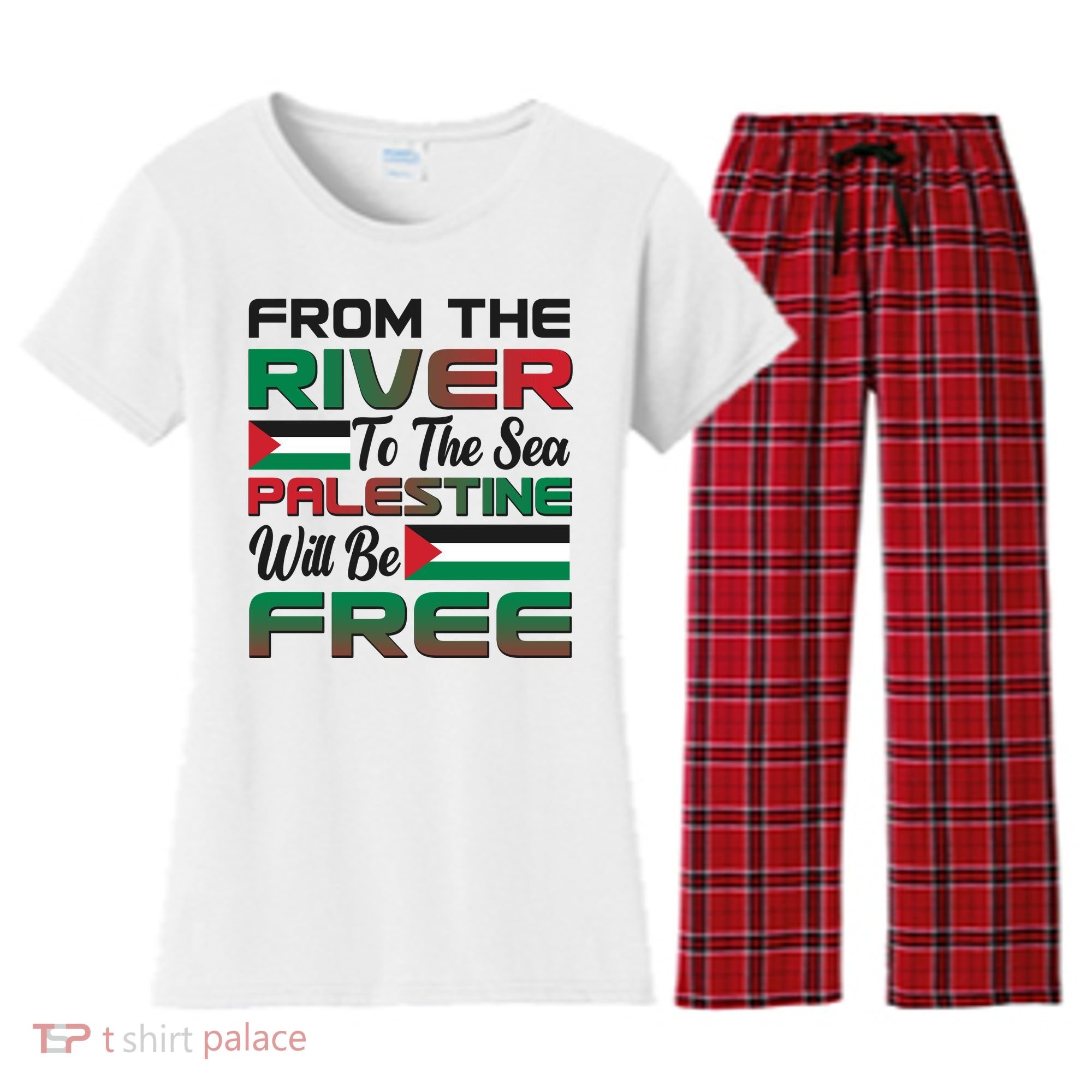 From The River To The Sea Palestine Will Be Free Women's Flannel Pajama Set