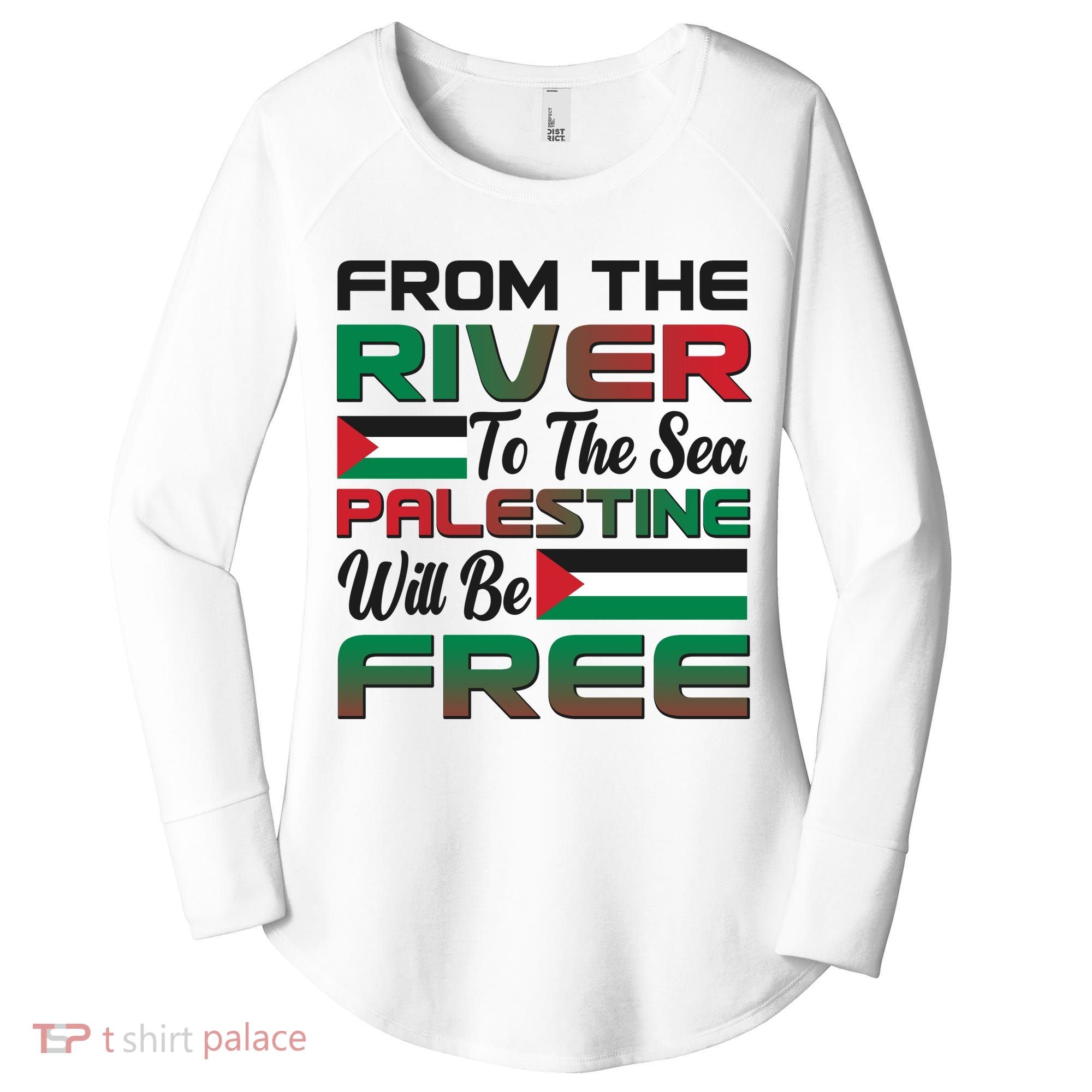 From The River To The Sea Palestine Will Be Free Women's Perfect Tri Tunic Long Sleeve Shirt