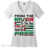 From The River To The Sea Palestine Will Be Free Women's V-Neck T-Shirt thumb 0