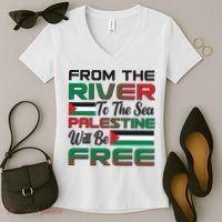 From The River To The Sea Palestine Will Be Free Women's V-Neck T-Shirt thumb 2