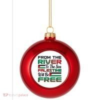 From The River To The Sea Palestine Will Be Free Plastic Christmas Ball Ornament thumb 0