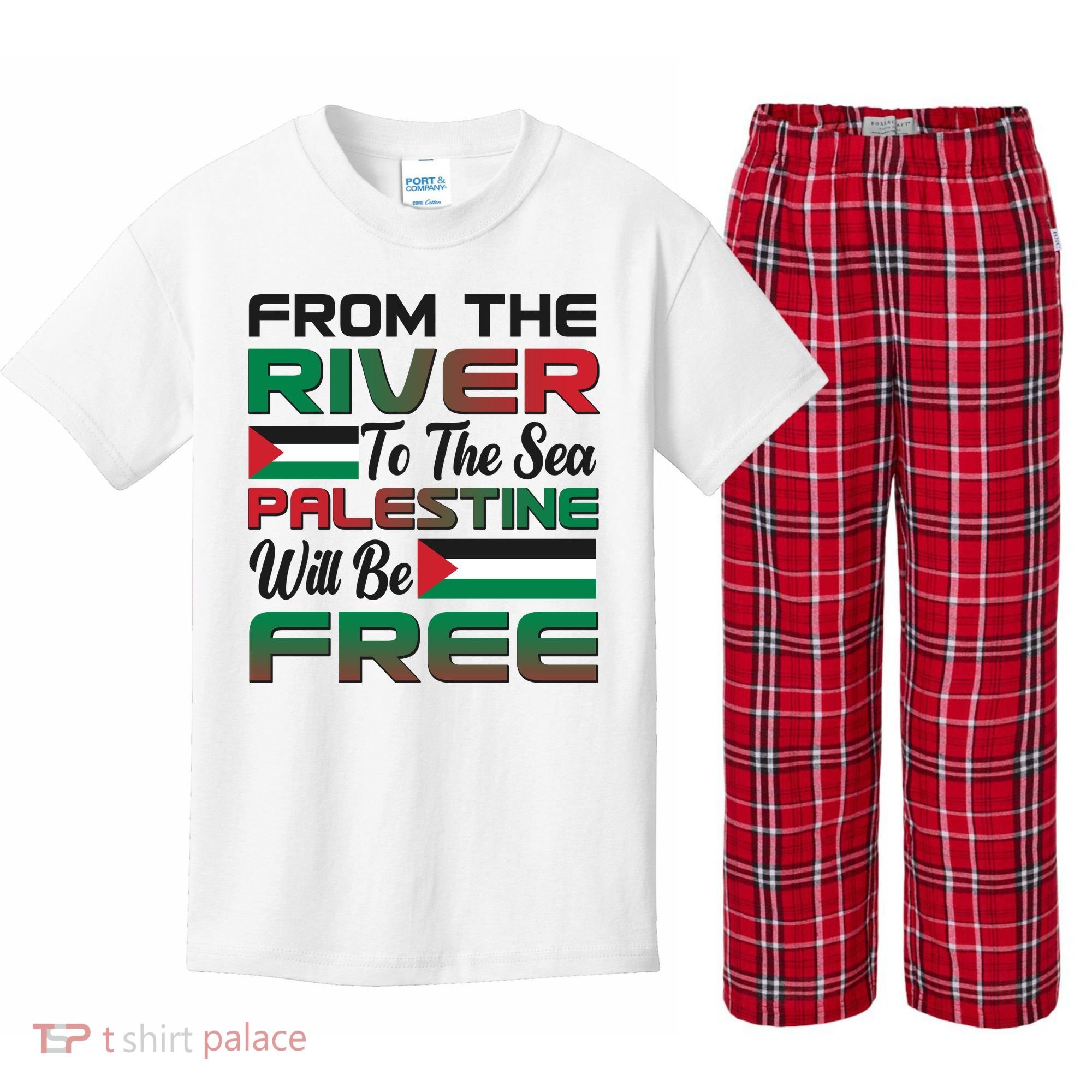From The River To The Sea Palestine Will Be Free Kids Plaid Pajama Set