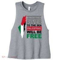 From The River To The Sea Palestine Will Be Free Women's Racerback Cropped Tank thumb 0