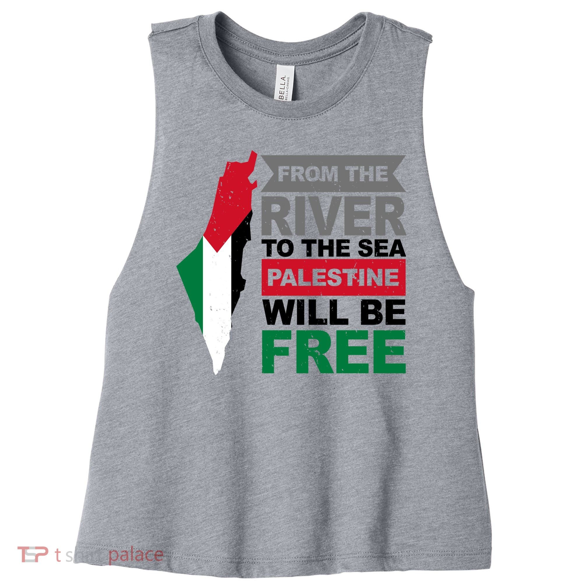 From The River To The Sea Palestine Will Be Free Women's Racerback Cropped Tank