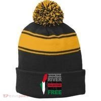 From The River To The Sea Palestine Will Be Free Stripe Pom Pom Beanie thumb 0