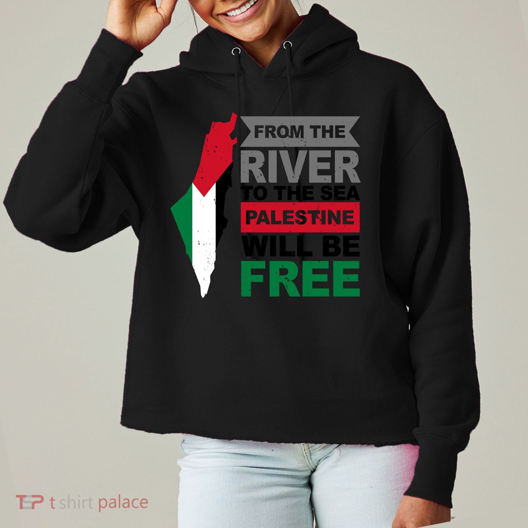 From The River To The Sea Palestine Will Be Free Ladies Heavyweight Boxy Pullover Hoodie