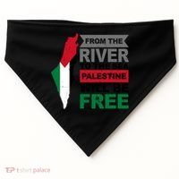 From The River To The Sea Palestine Will Be Free USA-Made Doggie Bandana thumb 0