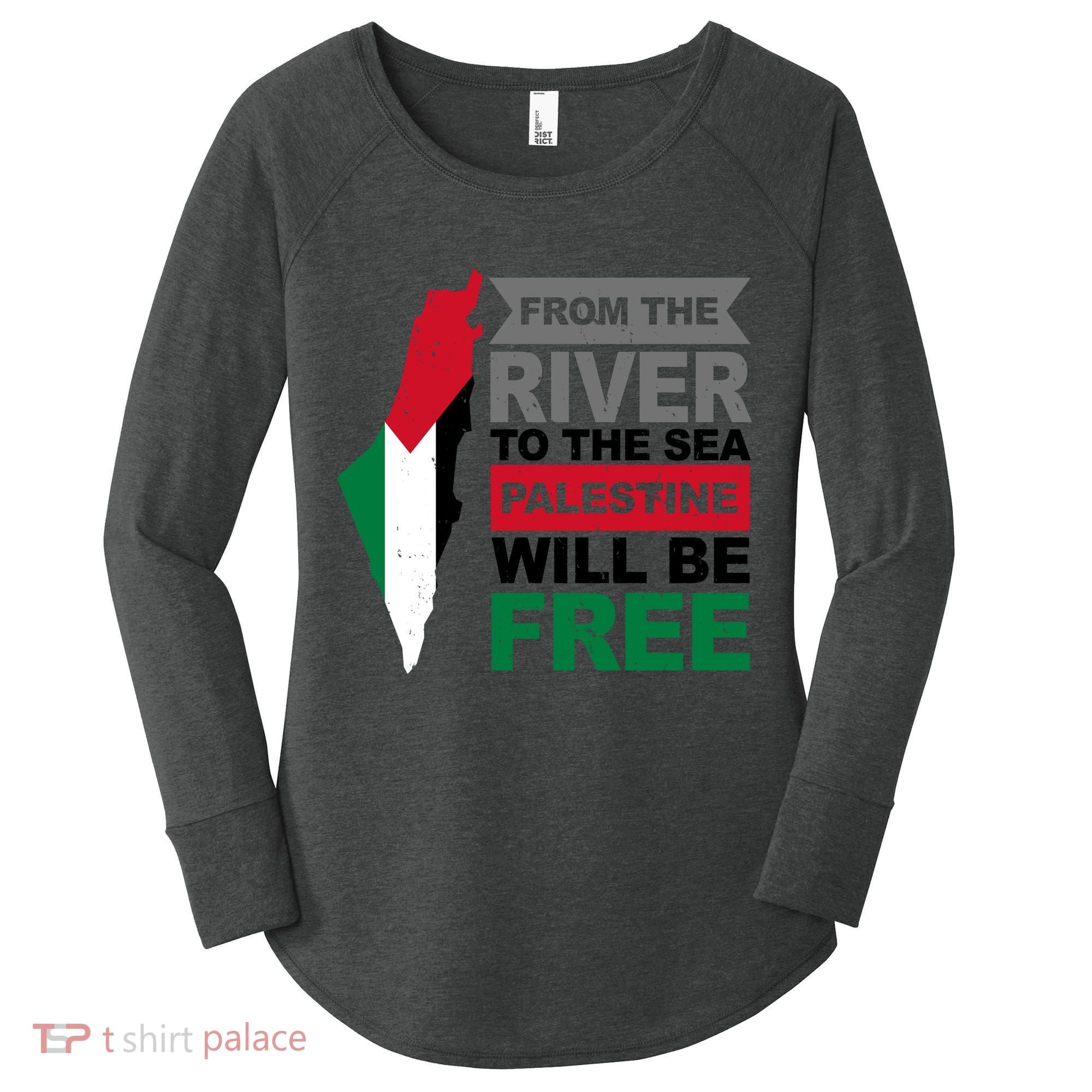 From The River To The Sea Palestine Will Be Free Women's Perfect Tri Tunic Long Sleeve Shirt