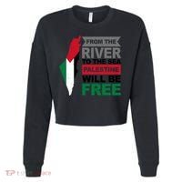 From The River To The Sea Palestine Will Be Free Cropped Pullover Crew thumb 0