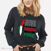 From The River To The Sea Palestine Will Be Free Cropped Pullover Crew thumb 2