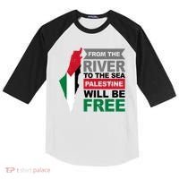 From The River To The Sea Palestine Will Be Free Kids Colorblock Raglan Jersey thumb 0