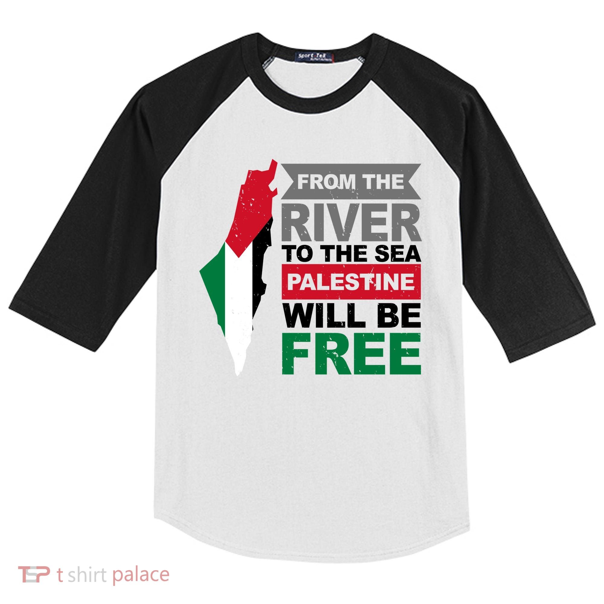 From The River To The Sea Palestine Will Be Free Kids Colorblock Raglan Jersey