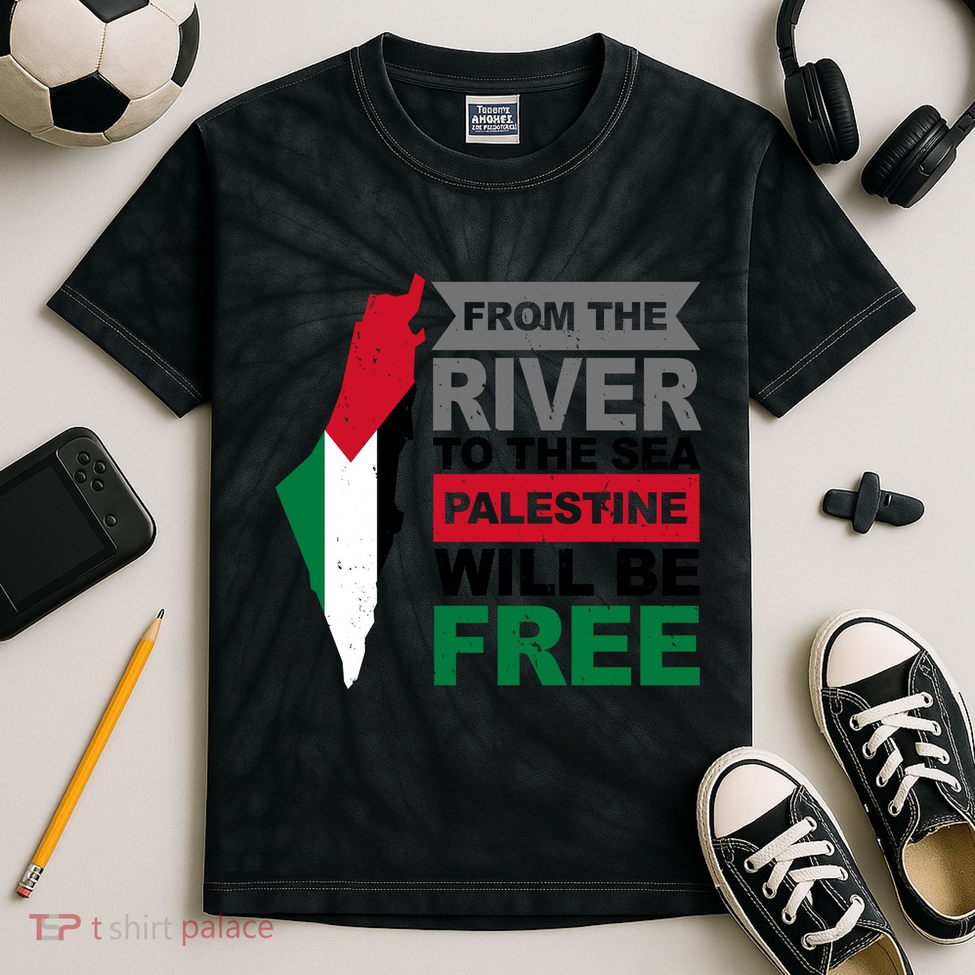 From The River To The Sea Palestine Will Be Free Kids Tie-Dye T-Shirt
