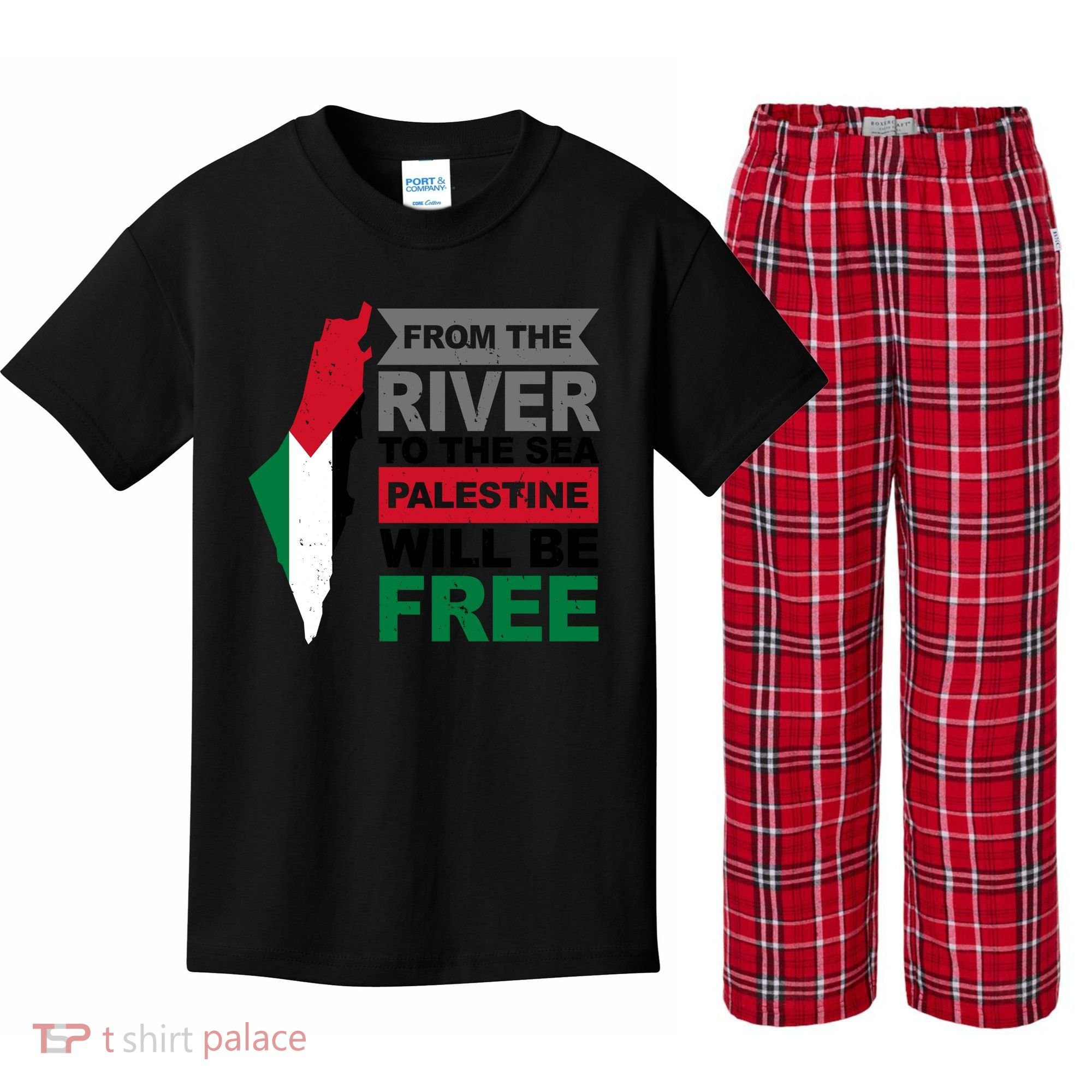 From The River To The Sea Palestine Will Be Free Kids Plaid Pajama Set
