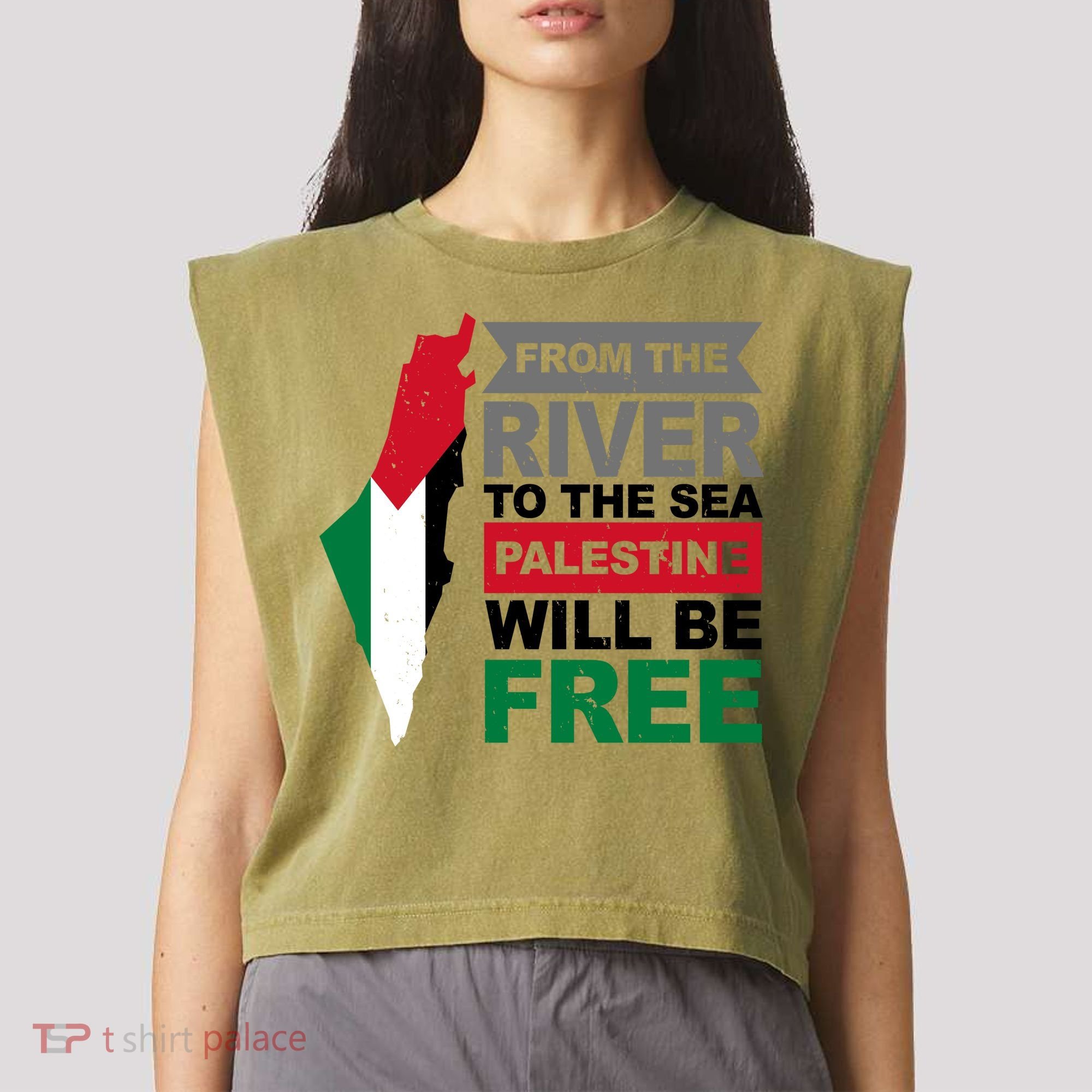 From The River To The Sea Palestine Will Be Free Garment-Dyed Women's Muscle Tee