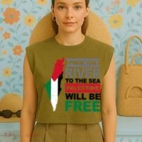 From The River To The Sea Palestine Will Be Free Garment-Dyed Women's Muscle Tee thumb 4