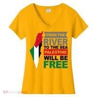 From The River To The Sea Palestine Will Be Free Women's V-Neck T-Shirt thumb 0