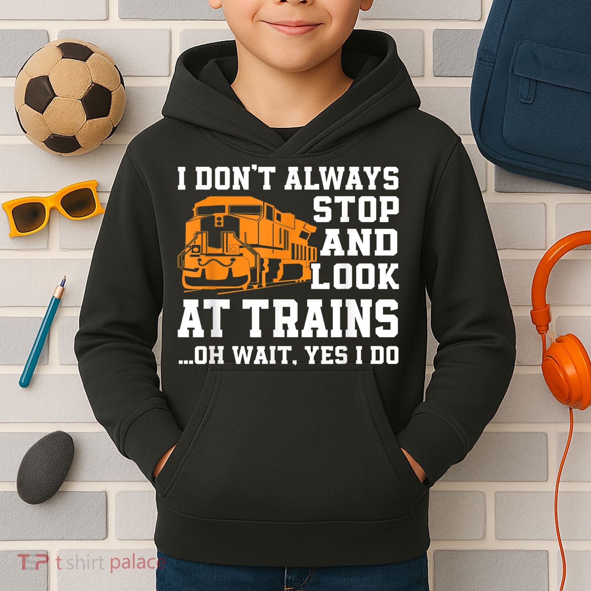 Funny Train Saying Freight Trains Trainspotter Kids Hoodie