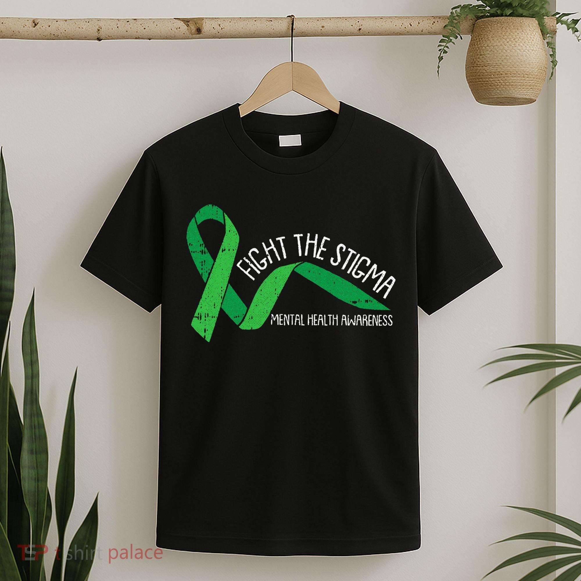 Fight The Stigma Mental Health Awareness Green Ribbon T-Shirt