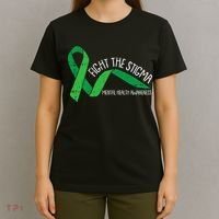 Fight The Stigma Mental Health Awareness Green Ribbon T-Shirt thumb 4