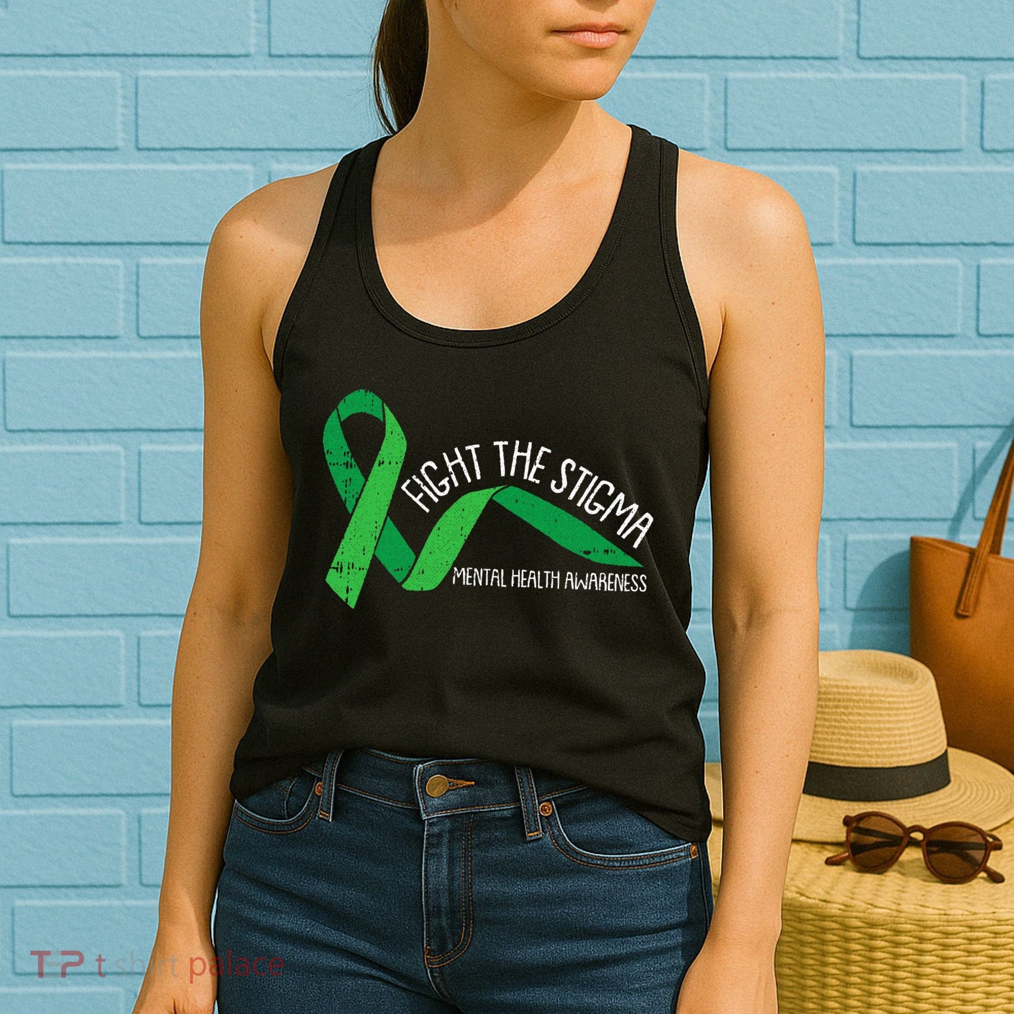 Fight The Stigma Mental Health Awareness Green Ribbon Women's Tank Top