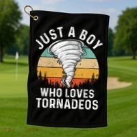 Funny Tornado Storm Chasing Twister Hurricane Boys Golf Towel thumb 1