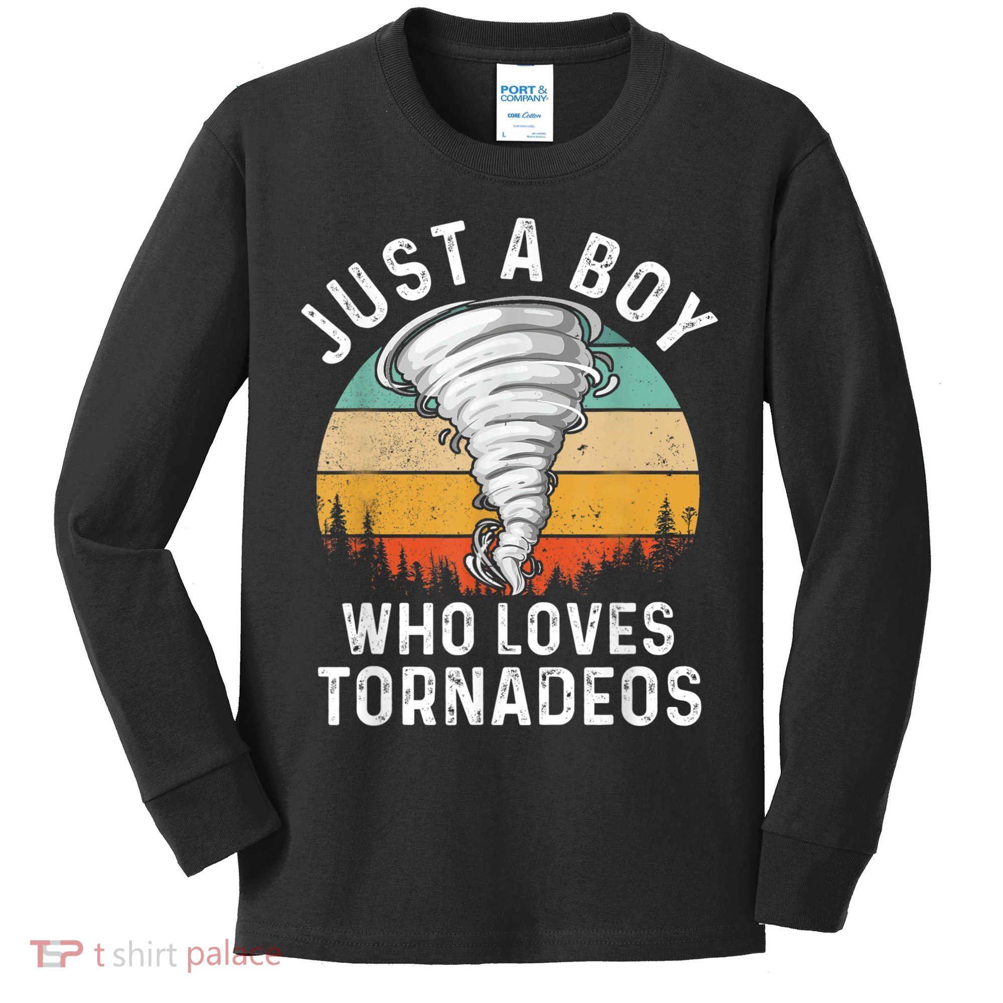 Funny Tornado Storm Chasing Twister Hurricane Boys Kids Long Sleeve Shirt