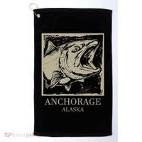 Fishing Town Souvenir Anchorage Alaska Gift Golf Towel thumb 0