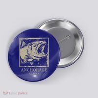 Fishing Town Souvenir Anchorage Alaska Gift Button thumb 0