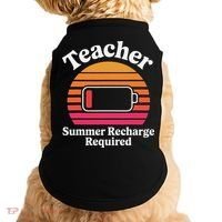 Funny Teacher Summer Recharge Required Low Battery Humor Doggie Tank thumb 0