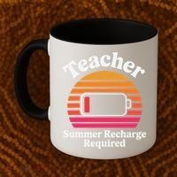 Funny Teacher Summer Recharge Required Low Battery Humor Coffee Mug thumb 2