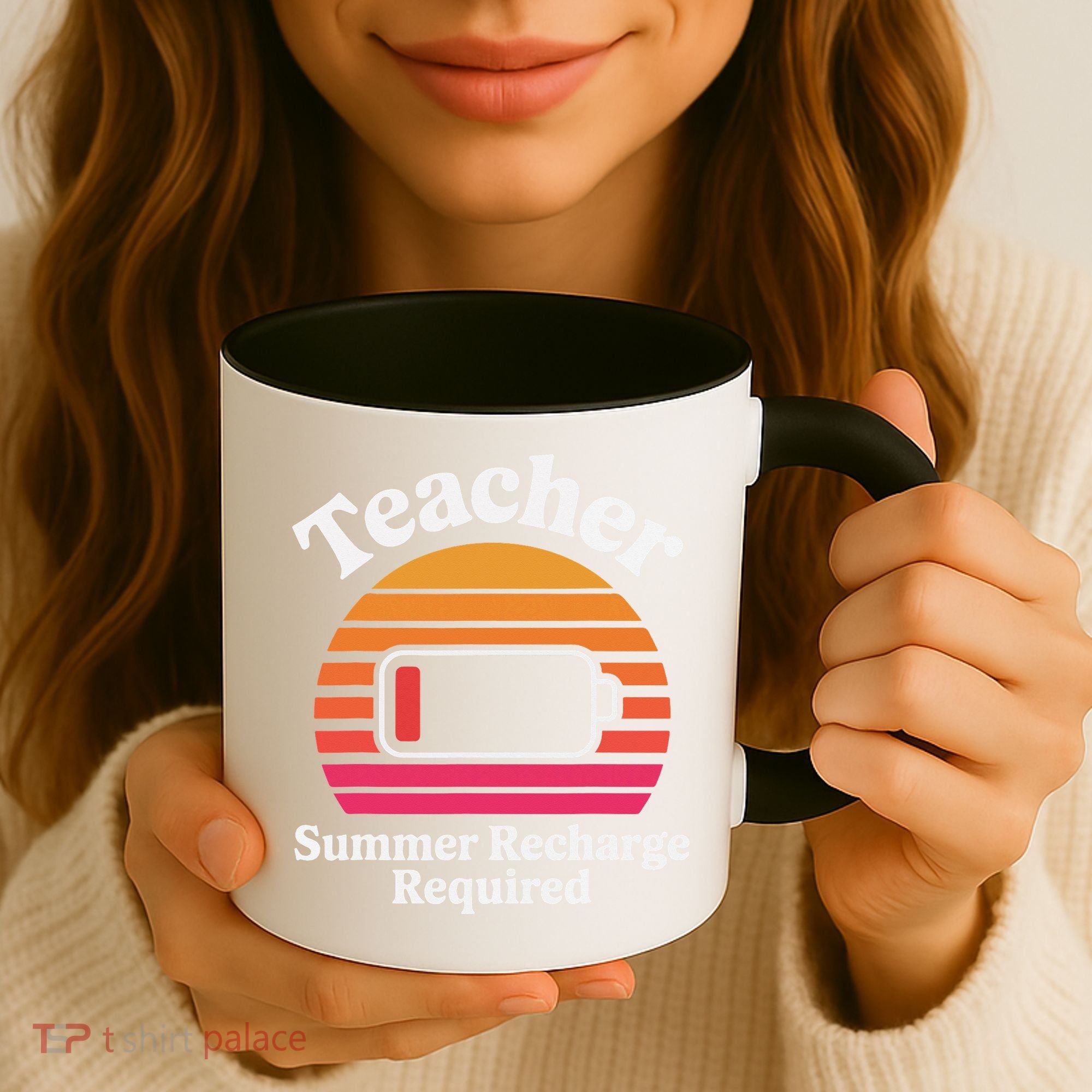 Funny Teacher Summer Recharge Required Low Battery Humor Coffee Mug