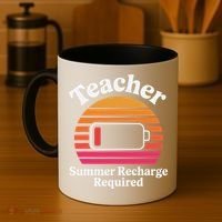 Funny Teacher Summer Recharge Required Low Battery Humor Coffee Mug thumb 4