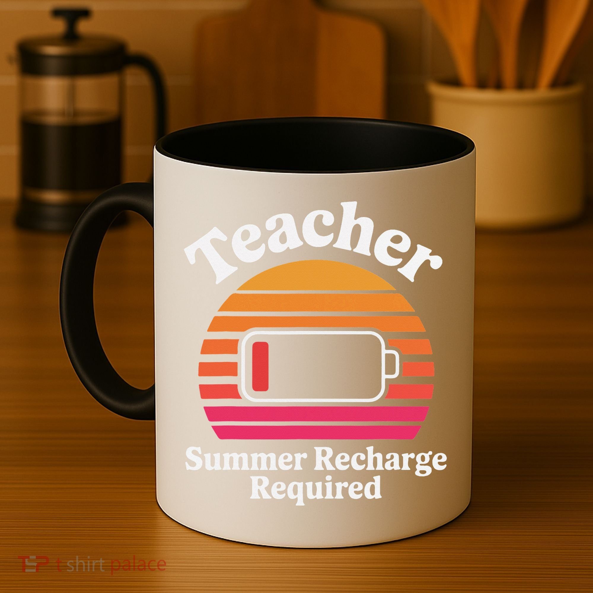 Funny Teacher Summer Recharge Required Low Battery Humor Coffee Mug