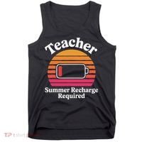 Funny Teacher Summer Recharge Required Low Battery Humor Tank Top thumb 0