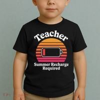 Funny Teacher Summer Recharge Required Low Battery Humor Toddler T-Shirt thumb 2