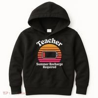 Funny Teacher Summer Recharge Required Low Battery Humor Kids Hoodie thumb 0