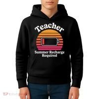 Funny Teacher Summer Recharge Required Low Battery Humor Kids Hoodie thumb 4