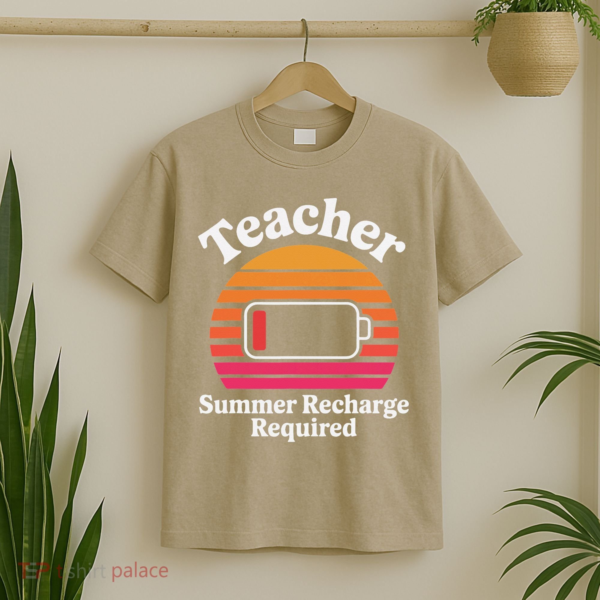 Funny Teacher Summer Recharge Required Low Battery Humor T-Shirt