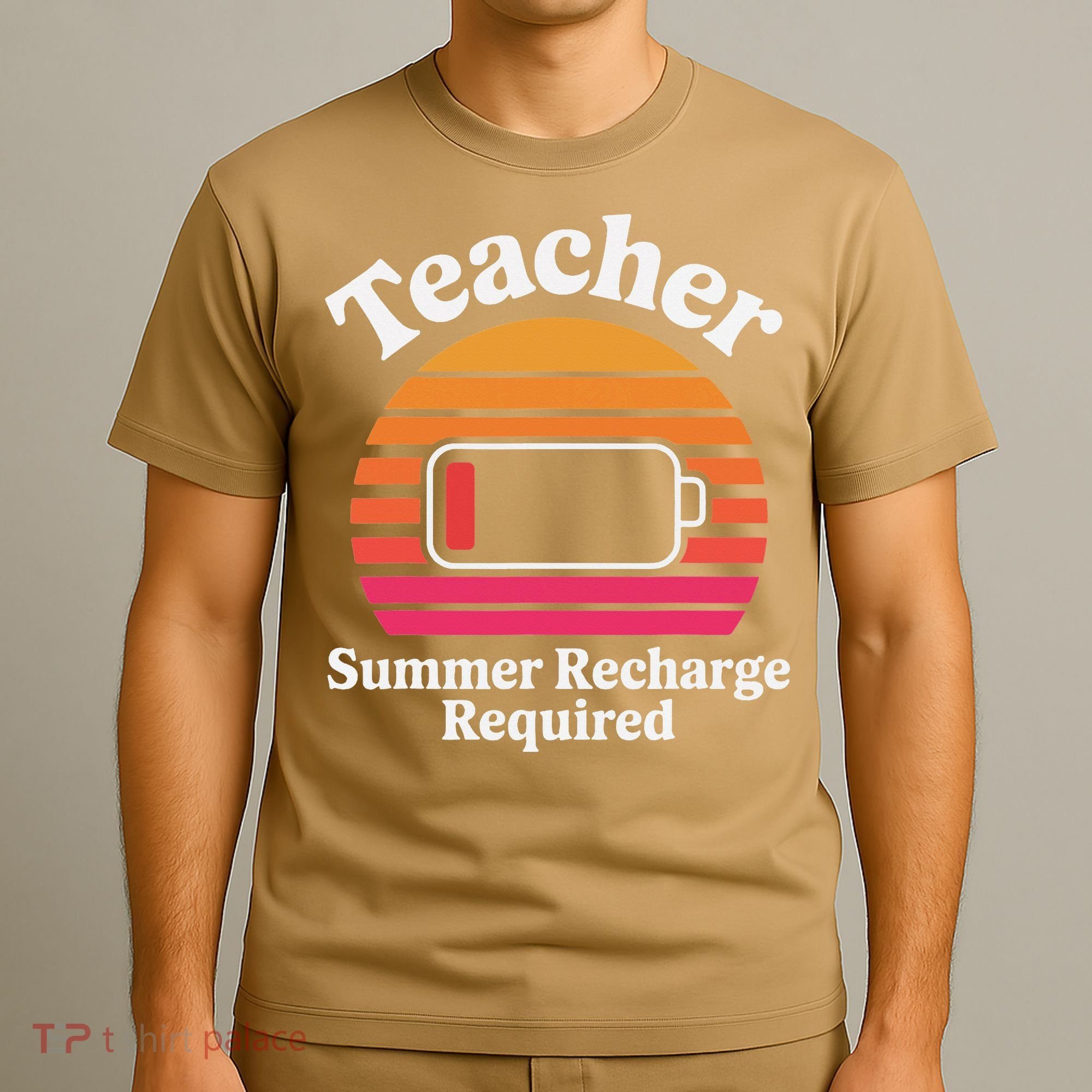 Funny Teacher Summer Recharge Required Low Battery Humor T-Shirt
