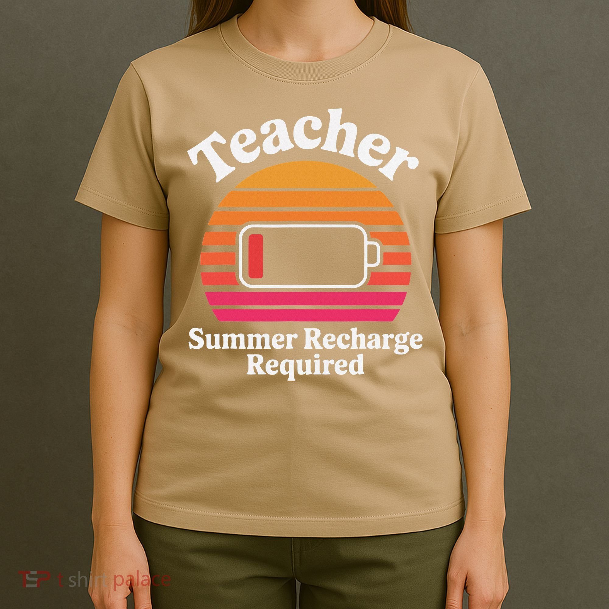Funny Teacher Summer Recharge Required Low Battery Humor T-Shirt