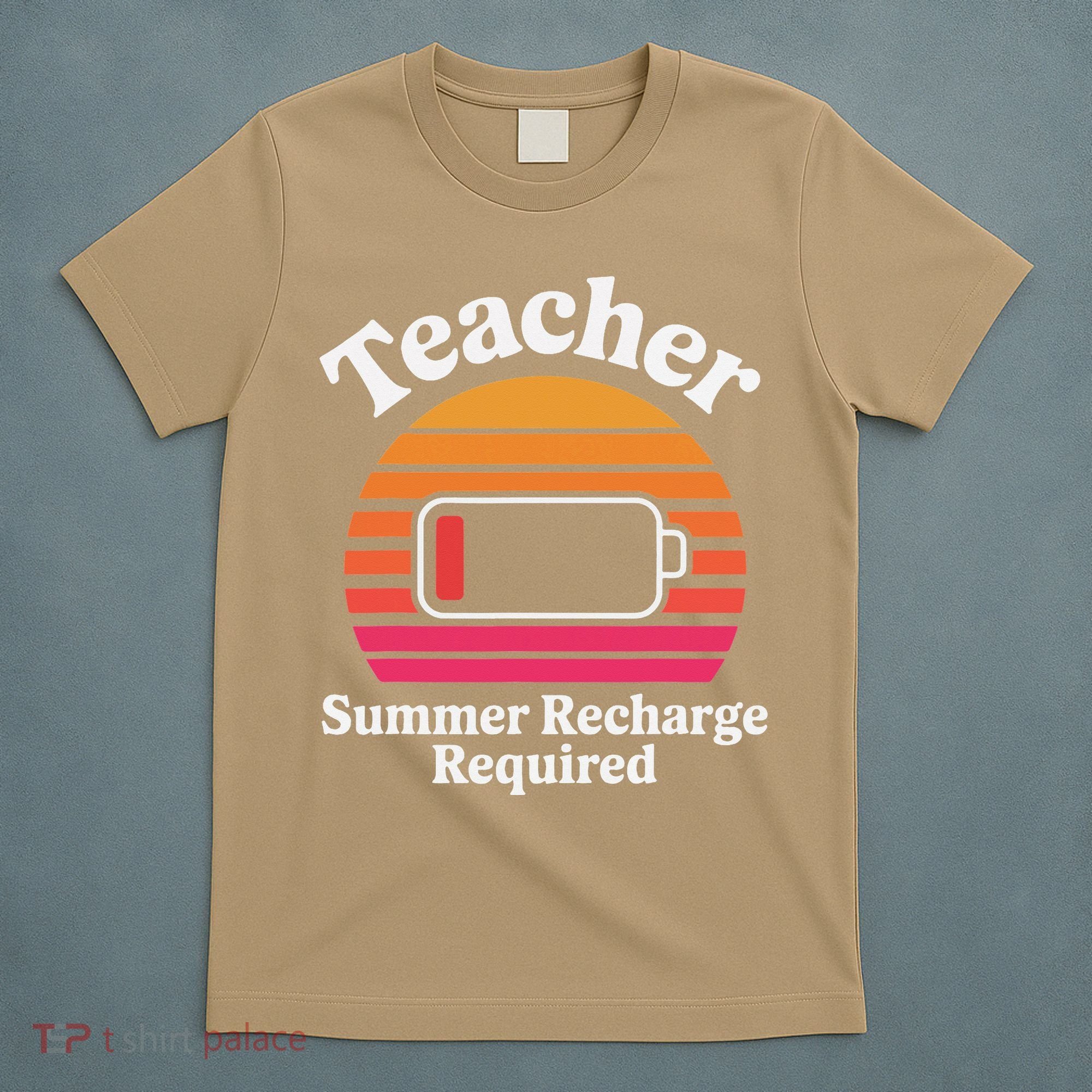 Funny Teacher Summer Recharge Required Low Battery Humor T-Shirt