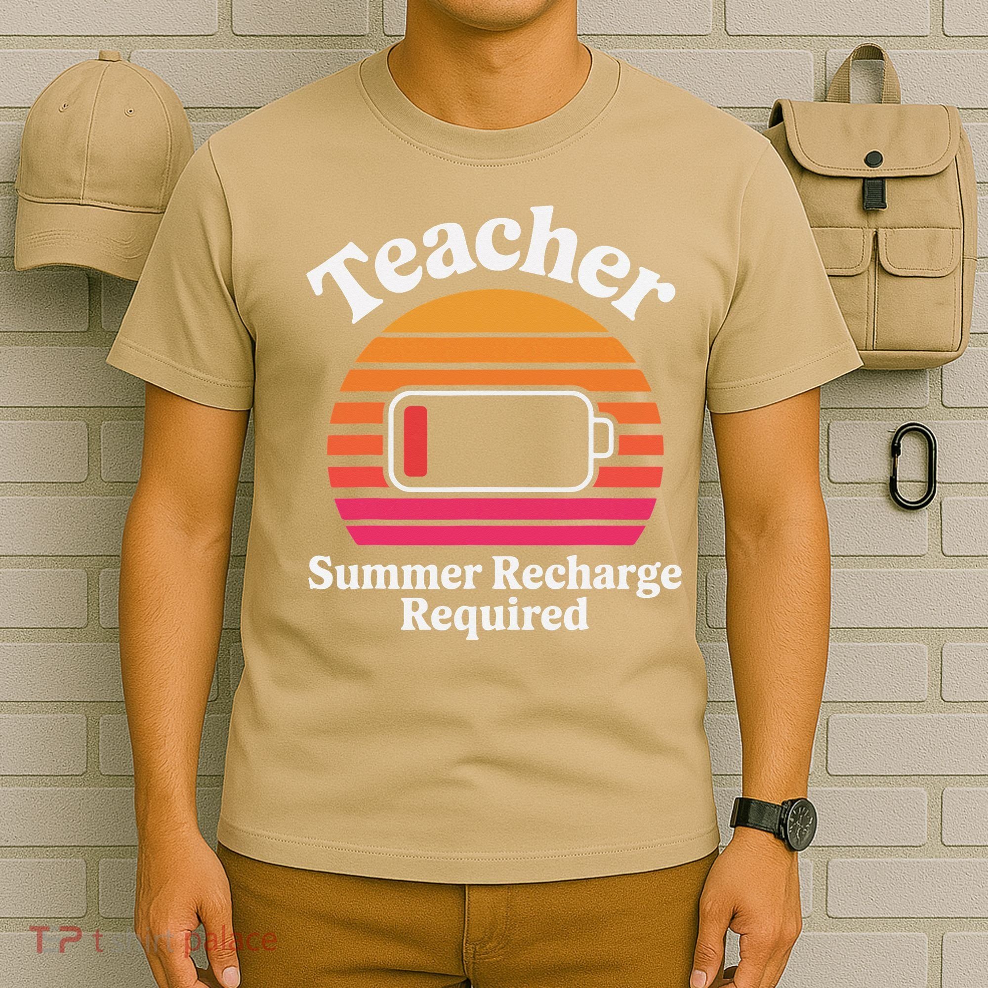 Funny Teacher Summer Recharge Required Low Battery Humor T-Shirt