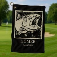Fishing Town Souvenir Homer Alaska Cute Gift Golf Towel thumb 1