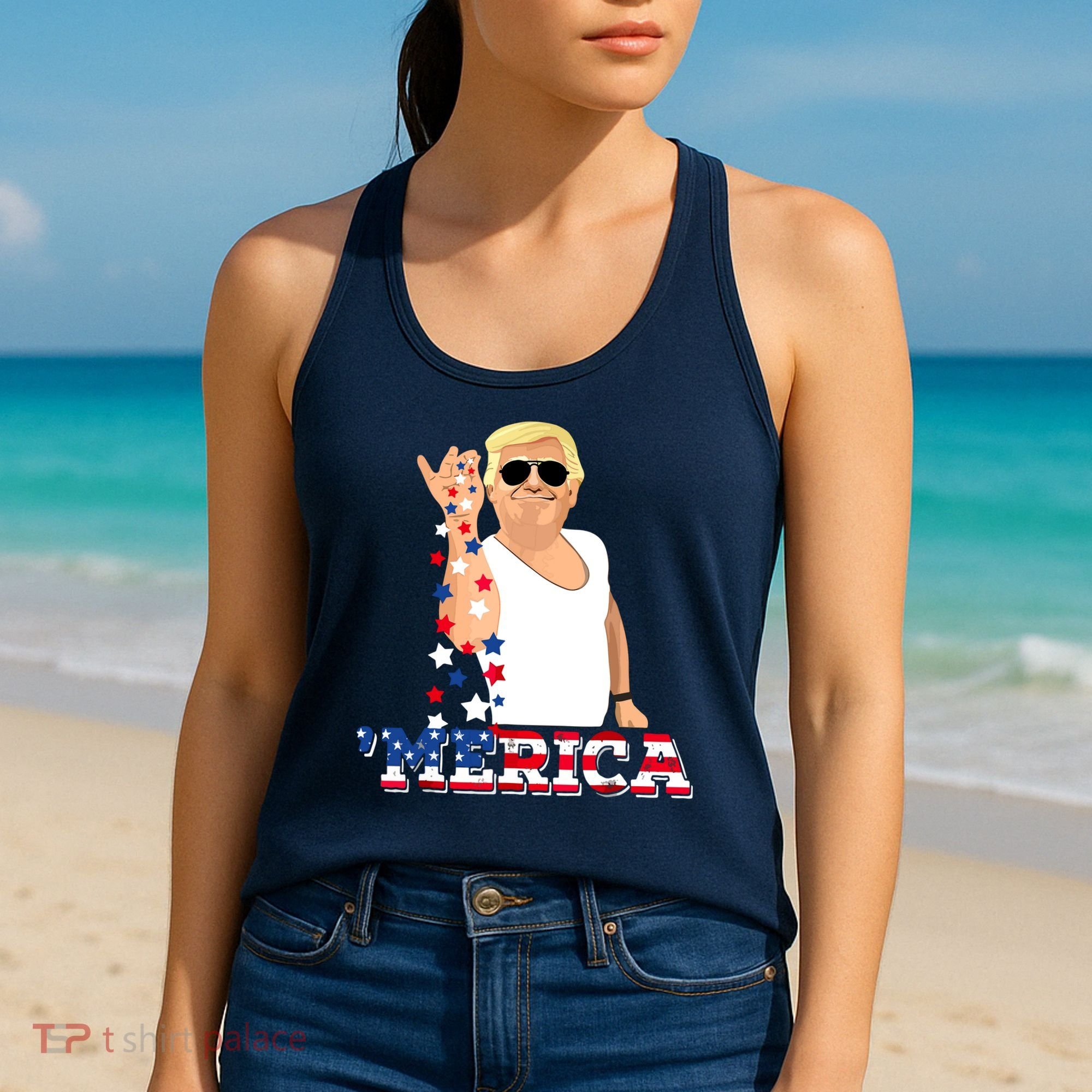 Funny Trump Salt Merica Freedom 4th Of July Women's Tank Top