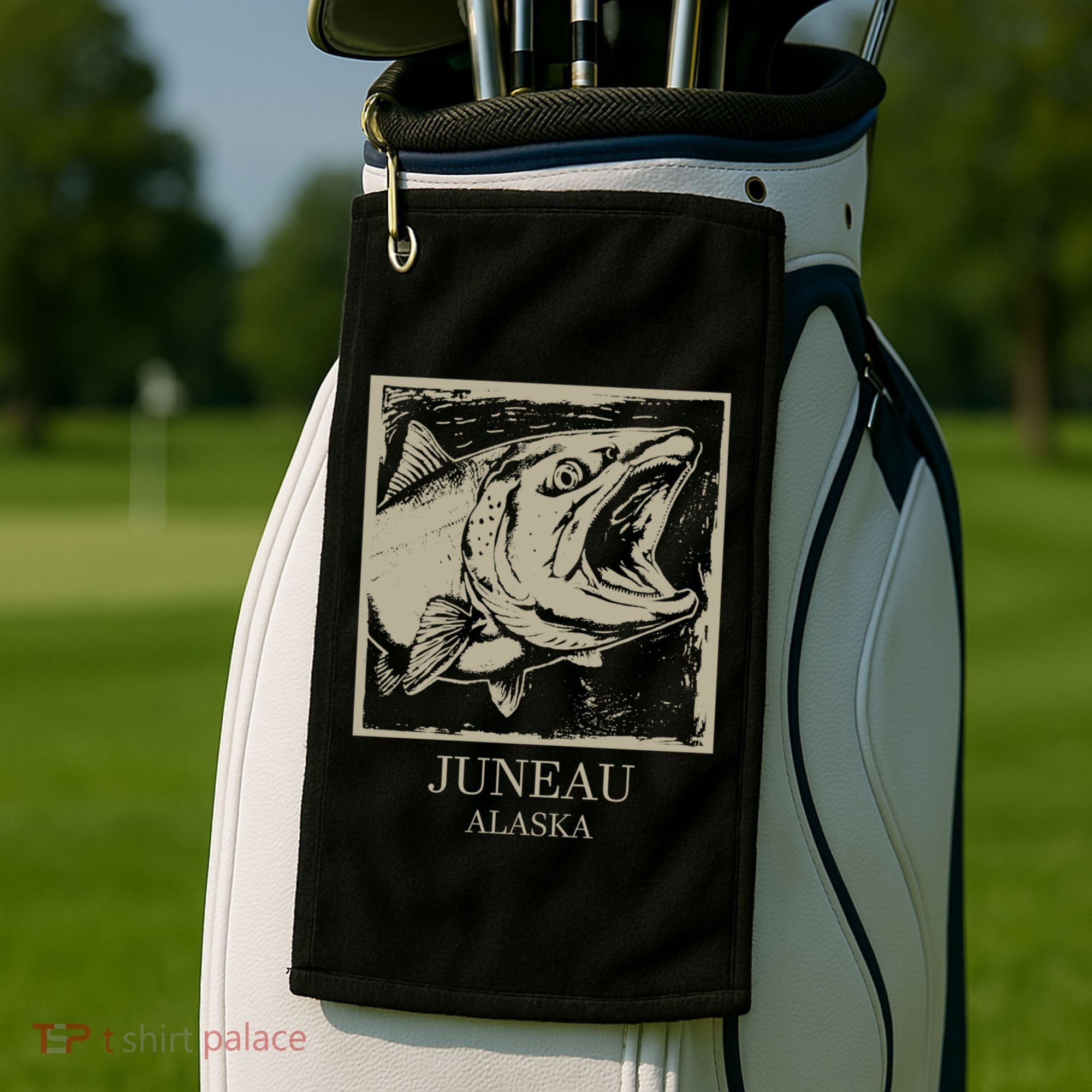 Fishing Town Souvenir Juneau Alaska Gift Golf Towel